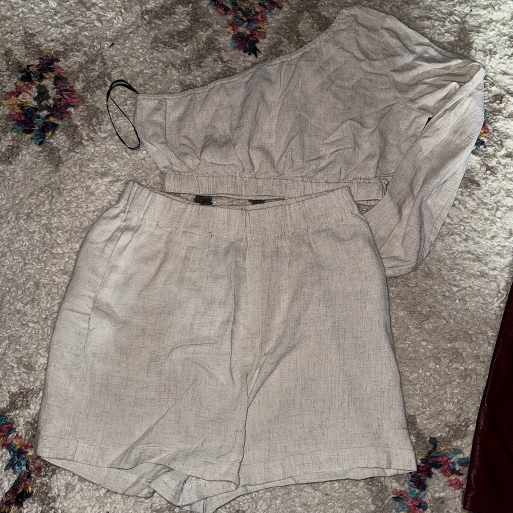 Beige Linen Matching Set